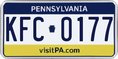 PA license plate KFC0177