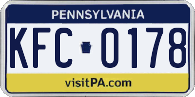 PA license plate KFC0178