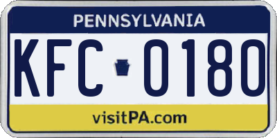 PA license plate KFC0180