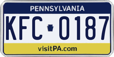 PA license plate KFC0187