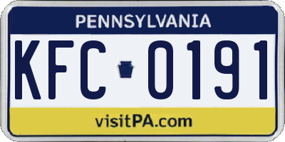 PA license plate KFC0191
