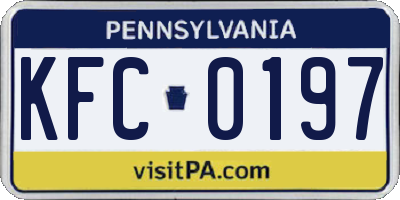 PA license plate KFC0197