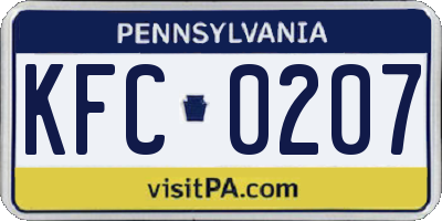 PA license plate KFC0207