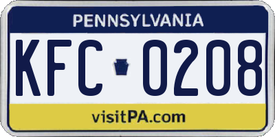 PA license plate KFC0208