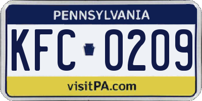 PA license plate KFC0209