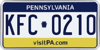 PA license plate KFC0210