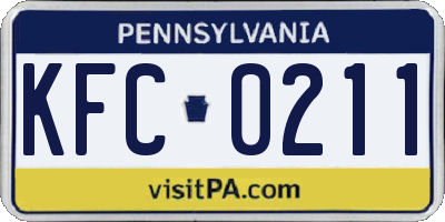 PA license plate KFC0211