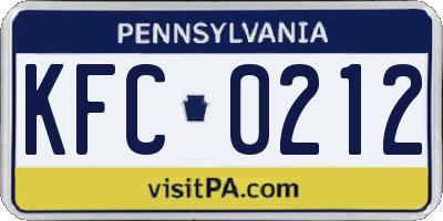 PA license plate KFC0212