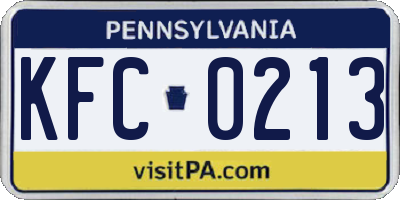 PA license plate KFC0213
