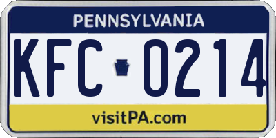 PA license plate KFC0214