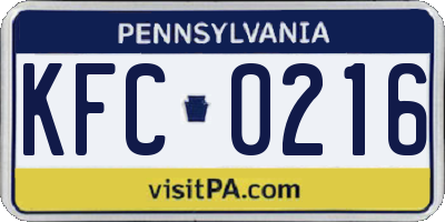 PA license plate KFC0216