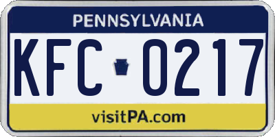 PA license plate KFC0217