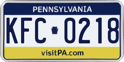 PA license plate KFC0218