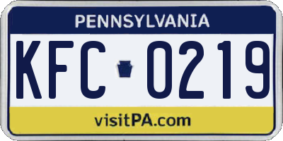 PA license plate KFC0219