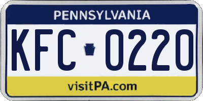 PA license plate KFC0220