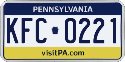 PA license plate KFC0221