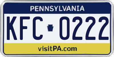 PA license plate KFC0222