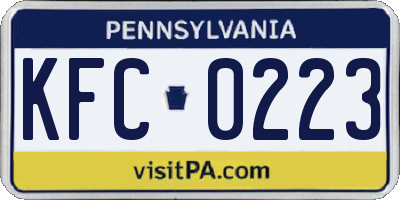 PA license plate KFC0223