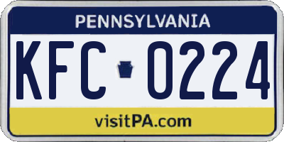 PA license plate KFC0224