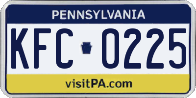 PA license plate KFC0225