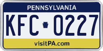 PA license plate KFC0227