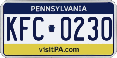 PA license plate KFC0230