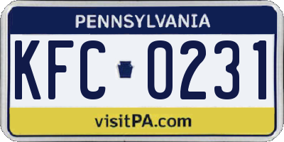 PA license plate KFC0231