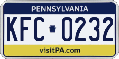 PA license plate KFC0232
