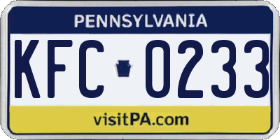 PA license plate KFC0233