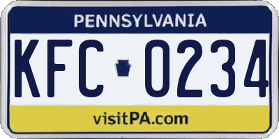 PA license plate KFC0234