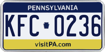 PA license plate KFC0236