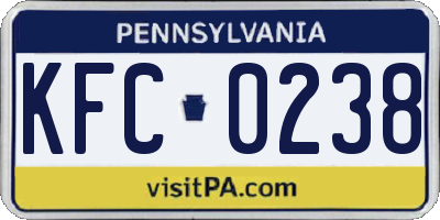 PA license plate KFC0238