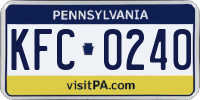 PA license plate KFC0240