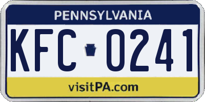PA license plate KFC0241
