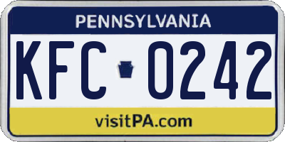PA license plate KFC0242