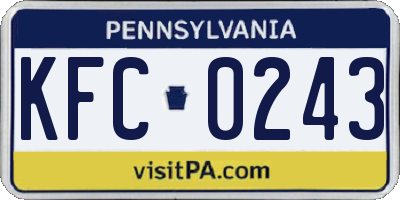 PA license plate KFC0243