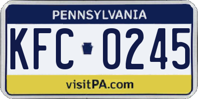 PA license plate KFC0245