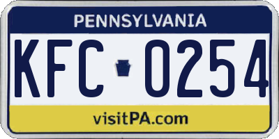 PA license plate KFC0254