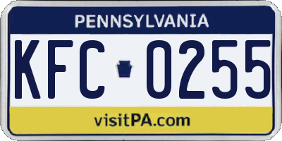 PA license plate KFC0255