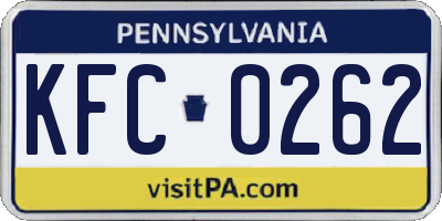 PA license plate KFC0262