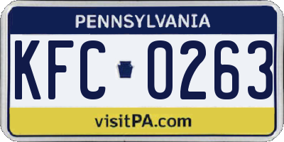 PA license plate KFC0263