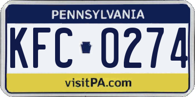 PA license plate KFC0274