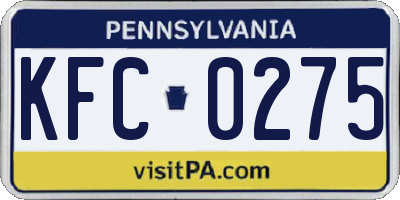 PA license plate KFC0275