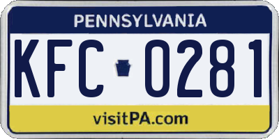 PA license plate KFC0281