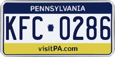 PA license plate KFC0286