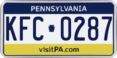PA license plate KFC0287