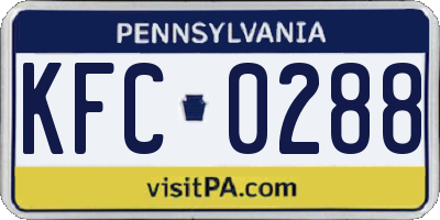 PA license plate KFC0288