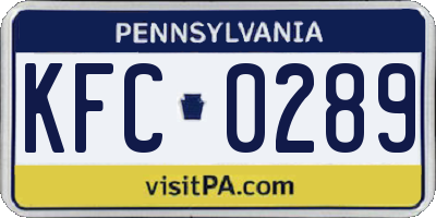 PA license plate KFC0289