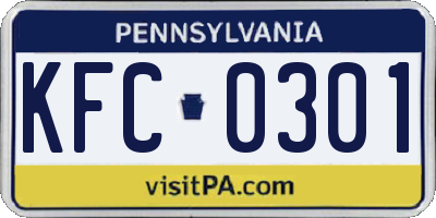 PA license plate KFC0301