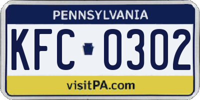 PA license plate KFC0302